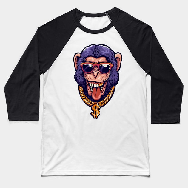 Millionaire Cheeky Monkey Baseball T-Shirt by Weird Banana